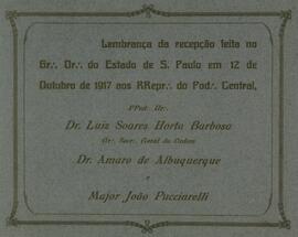 2 - Folha de rosto do álbum com a inscrição: “Lembrança da recepção feita no Gr:. Or:. Do Estado ...